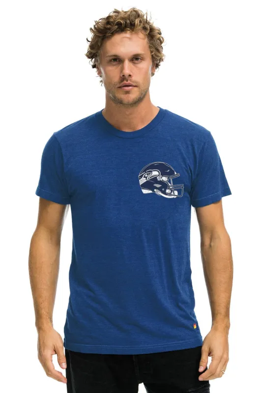 SEATTLE SEAHAWKS HELMET CREW TEE SHIRT - ROYAL sold by Aviator Nation