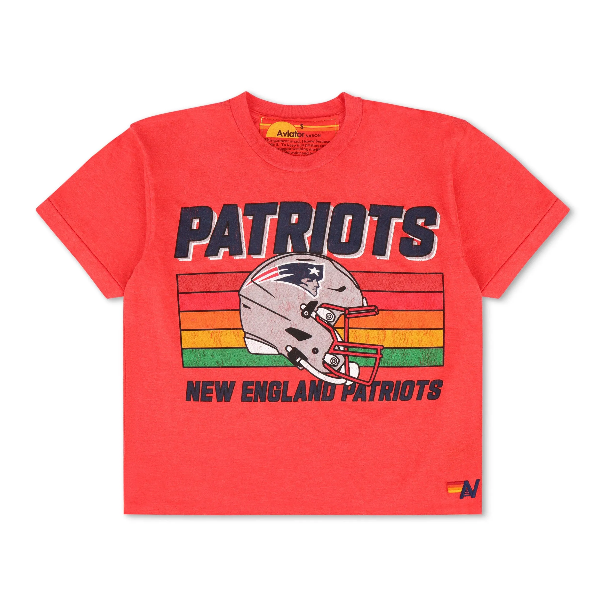 NEW ENGLAND PATRIOTS HELMET BOYFRIEND TEE - FLASH RED sold by Aviator Nation product image thumbnail 3