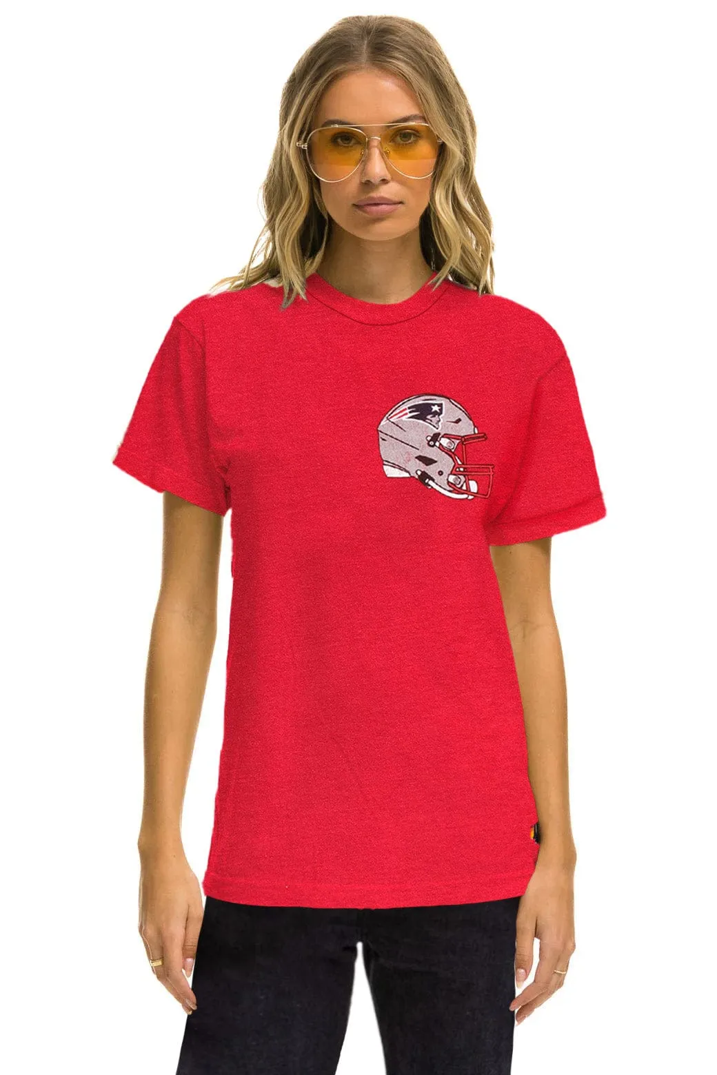 NEW ENGLAND PATRIOTS HELMET CREW TEE SHIRT - FLASH RED sold by Aviator Nation product image thumbnail 3