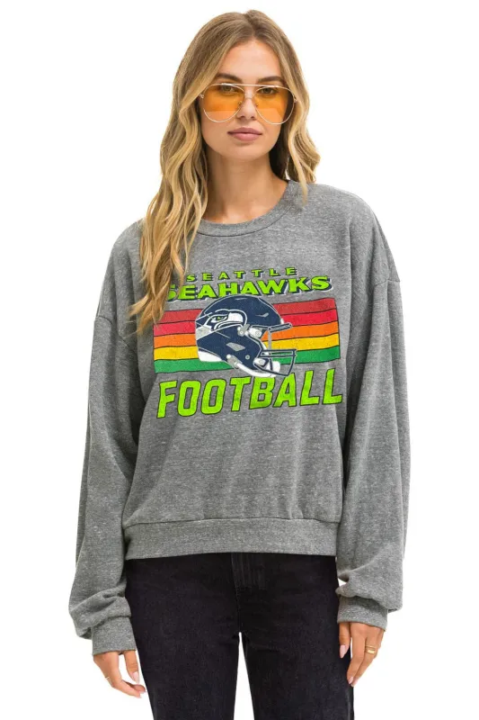 SEATTLE SEAHAWKS HELMET RELAXED CREW SWEATSHIRT - HEATHER GREY sold by Aviator Nation