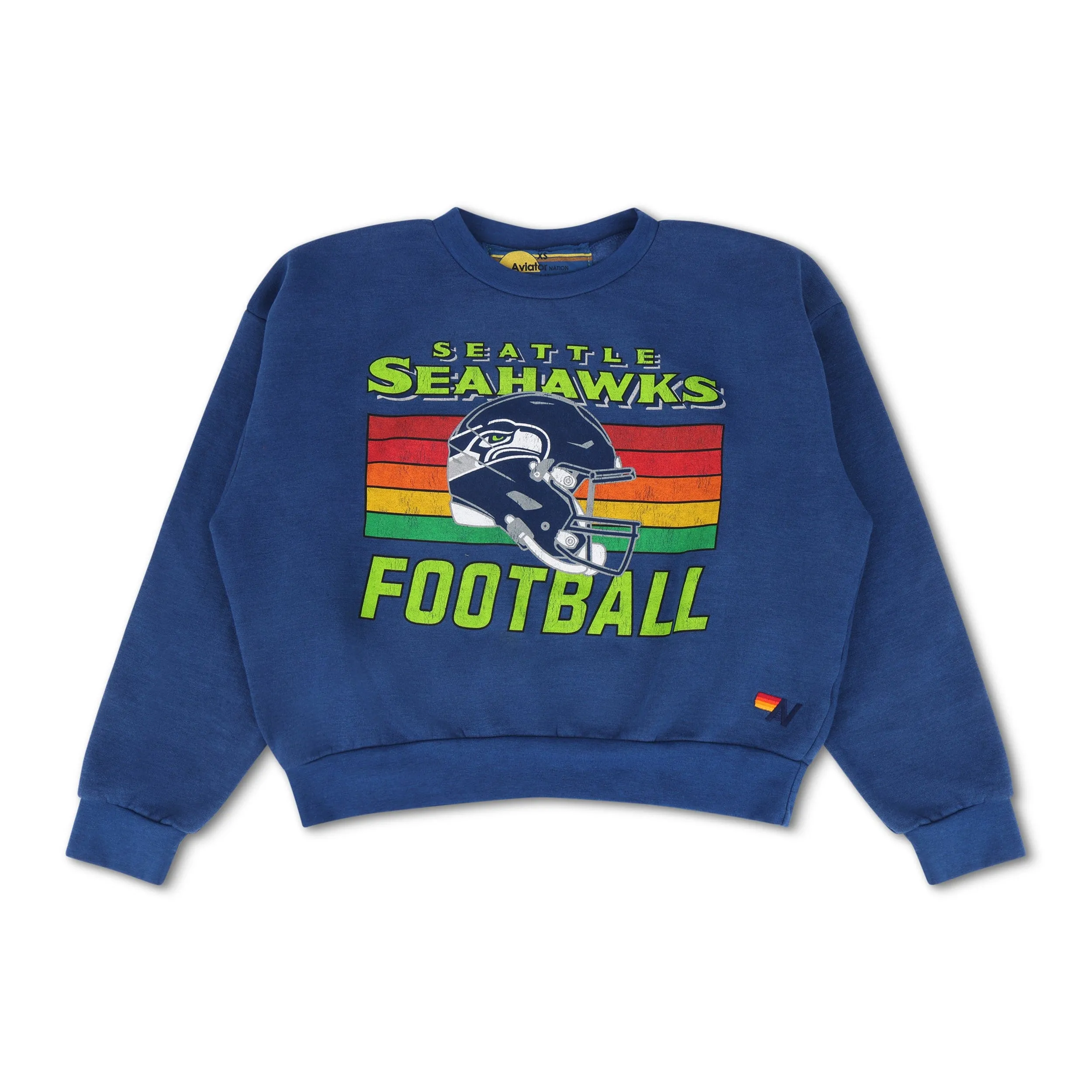 SEATTLE SEAHAWKS HELMET RELAXED CREW SWEATSHIRT - ROYAL sold by Aviator Nation product image thumbnail 4