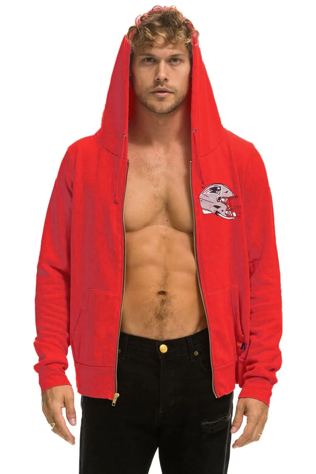 NEW ENGLAND PATRIOTS HELMET ZIP HOODIE - FLASH RED sold by Aviator Nation product image thumbnail 3