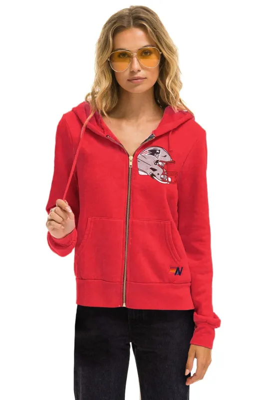 NEW ENGLAND PATRIOTS HELMET ZIP HOODIE - FLASH RED sold by Aviator Nation