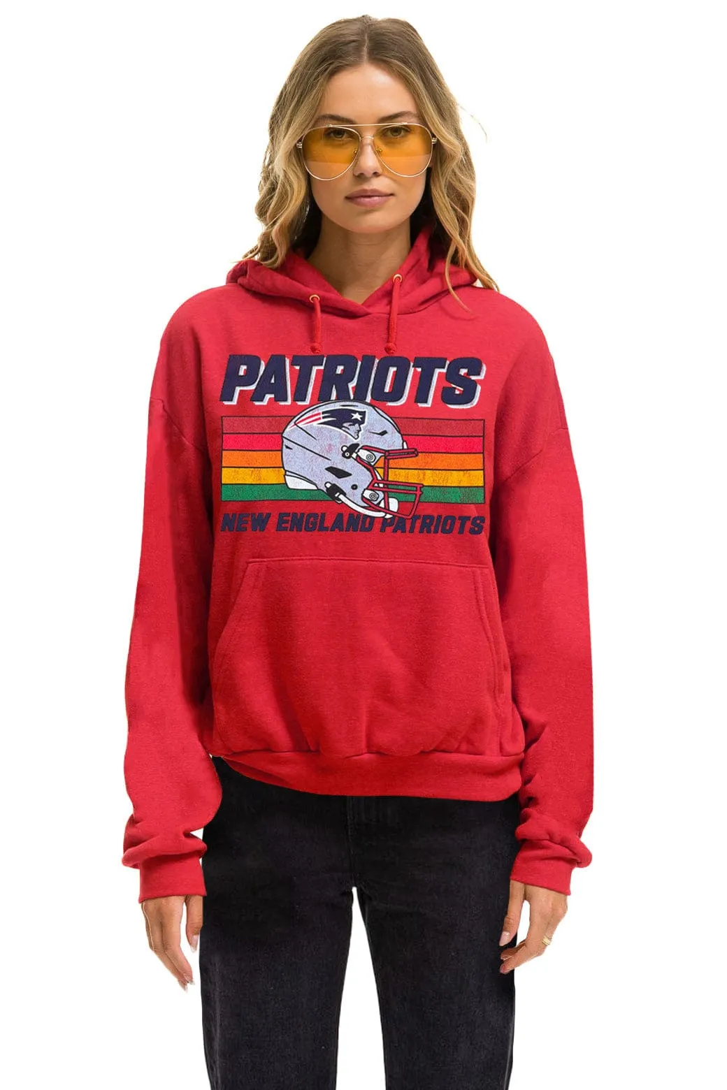 NEW ENGLAND PATRIOTS HELMET RELAXED PULLOVER HOODIE - FLASH RED sold by Aviator Nation
