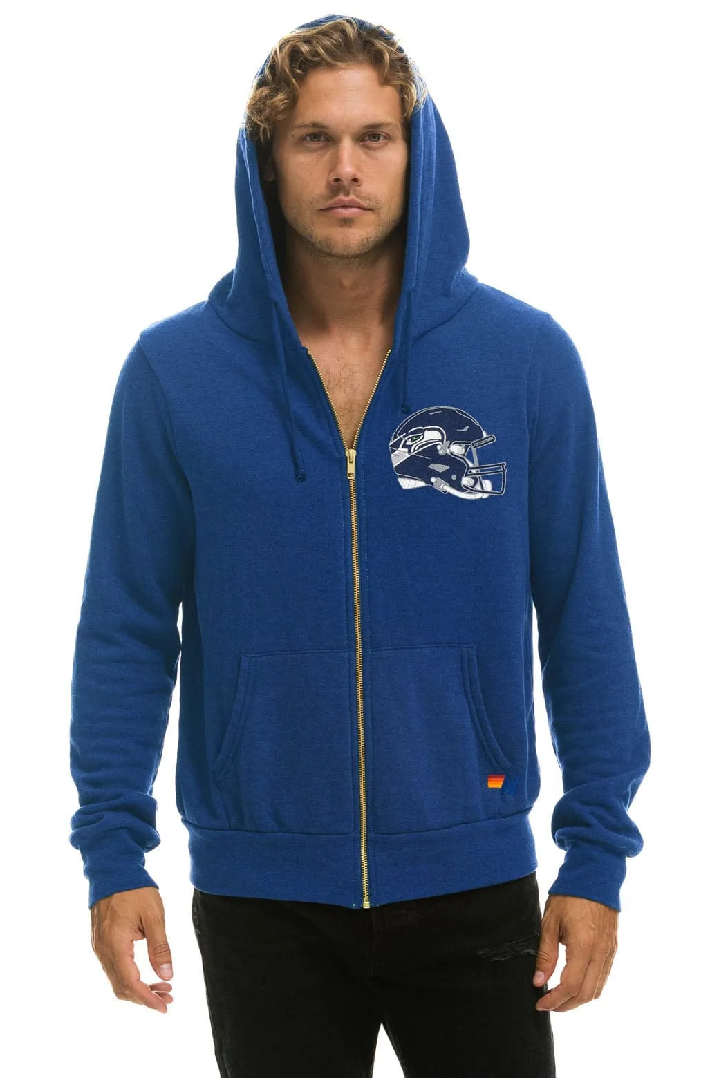 SEATTLE SEAHAWKS HELMET ZIP HOODIE - ROYAL sold by Aviator Nation product image thumbnail 3