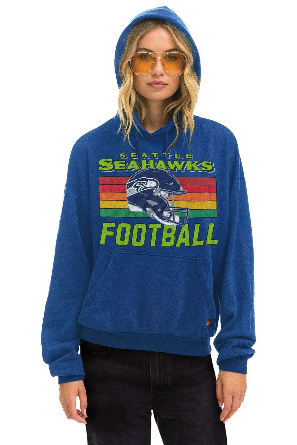 SEATTLE SEAHAWKS HELMET RELAXED PULLOVER HOODIE - ROYAL sold by Aviator Nation