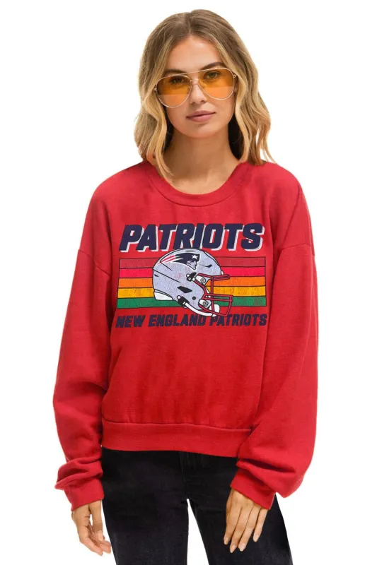 NEW ENGLAND PATRIOTS HELMET RELAXED CREW SWEATSHIRT - FLASH RED made by Aviator Nation