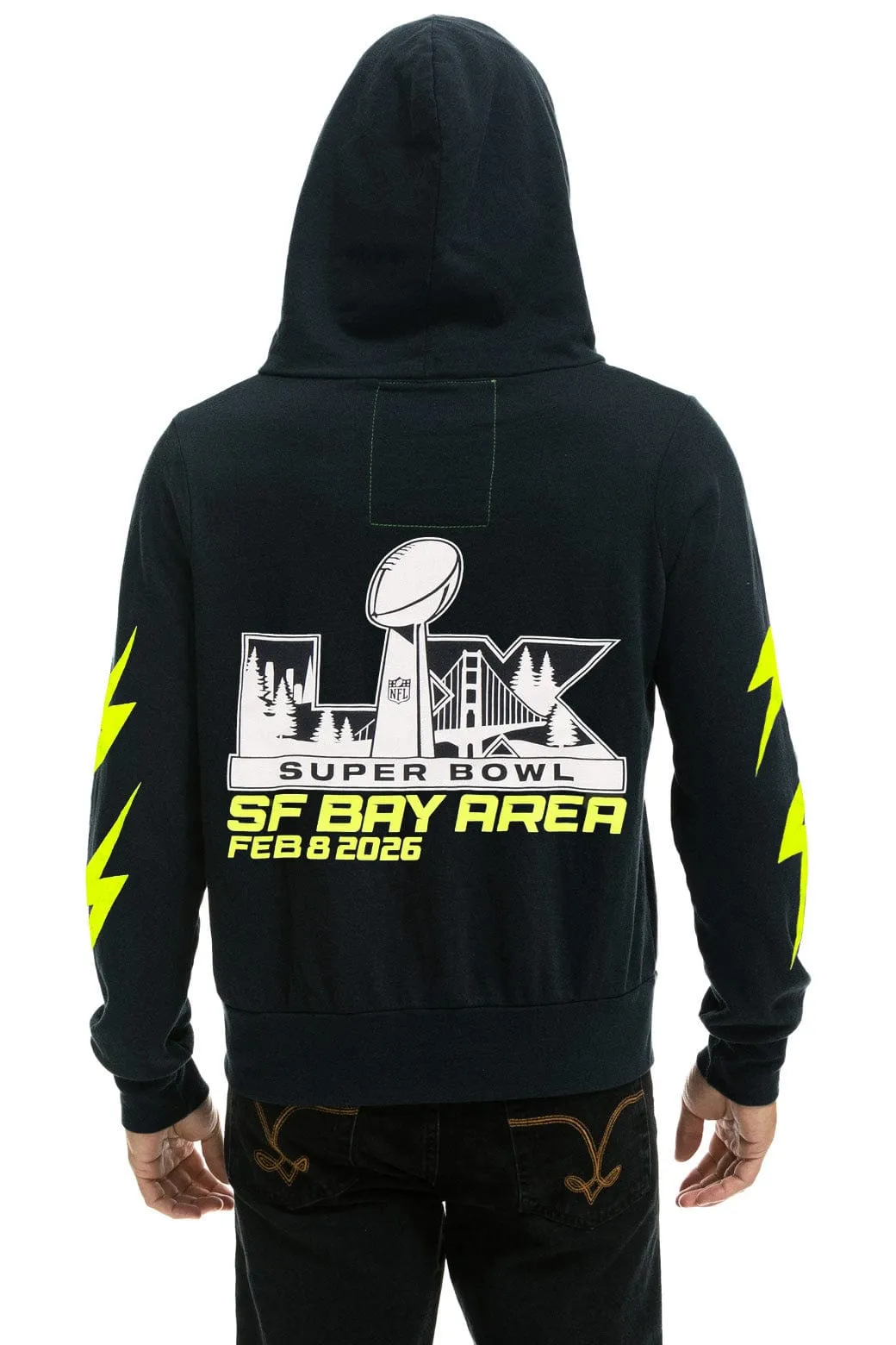 SUPER BOWL 2026 BOLT ZIP HOODIE - CHARCOAL sold by Aviator Nation product image thumbnail 4