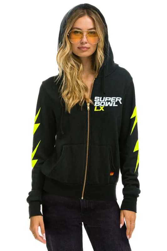 SUPER BOWL 2026 BOLT ZIP HOODIE - CHARCOAL sold by Aviator Nation