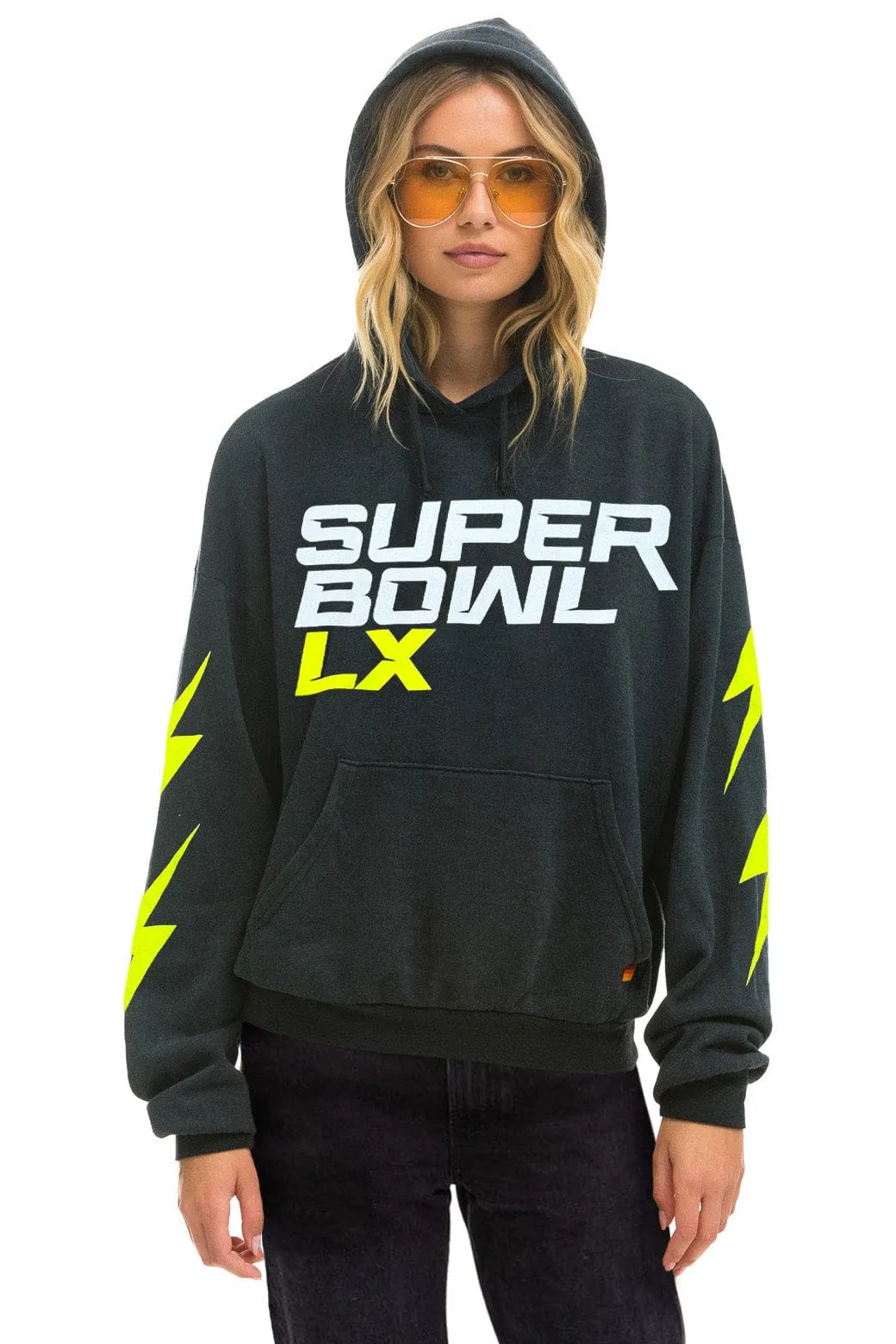 SUPER BOWL 2026 BOLT RELAXED PULLOVER HOODIE - CHARCOAL sold by Aviator Nation