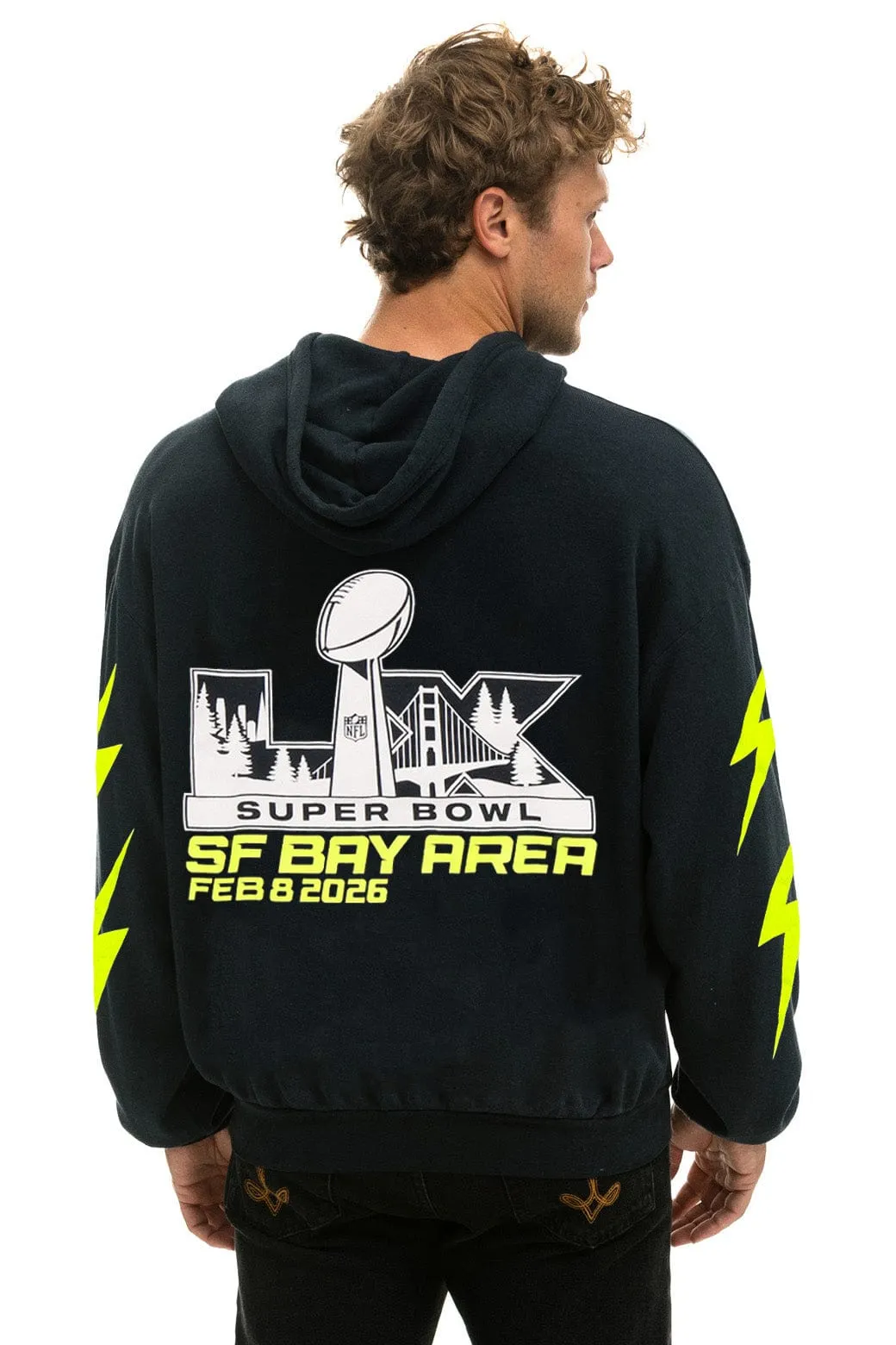SUPER BOWL 2026 BOLT RELAXED PULLOVER HOODIE - CHARCOAL sold by Aviator Nation product image thumbnail 4