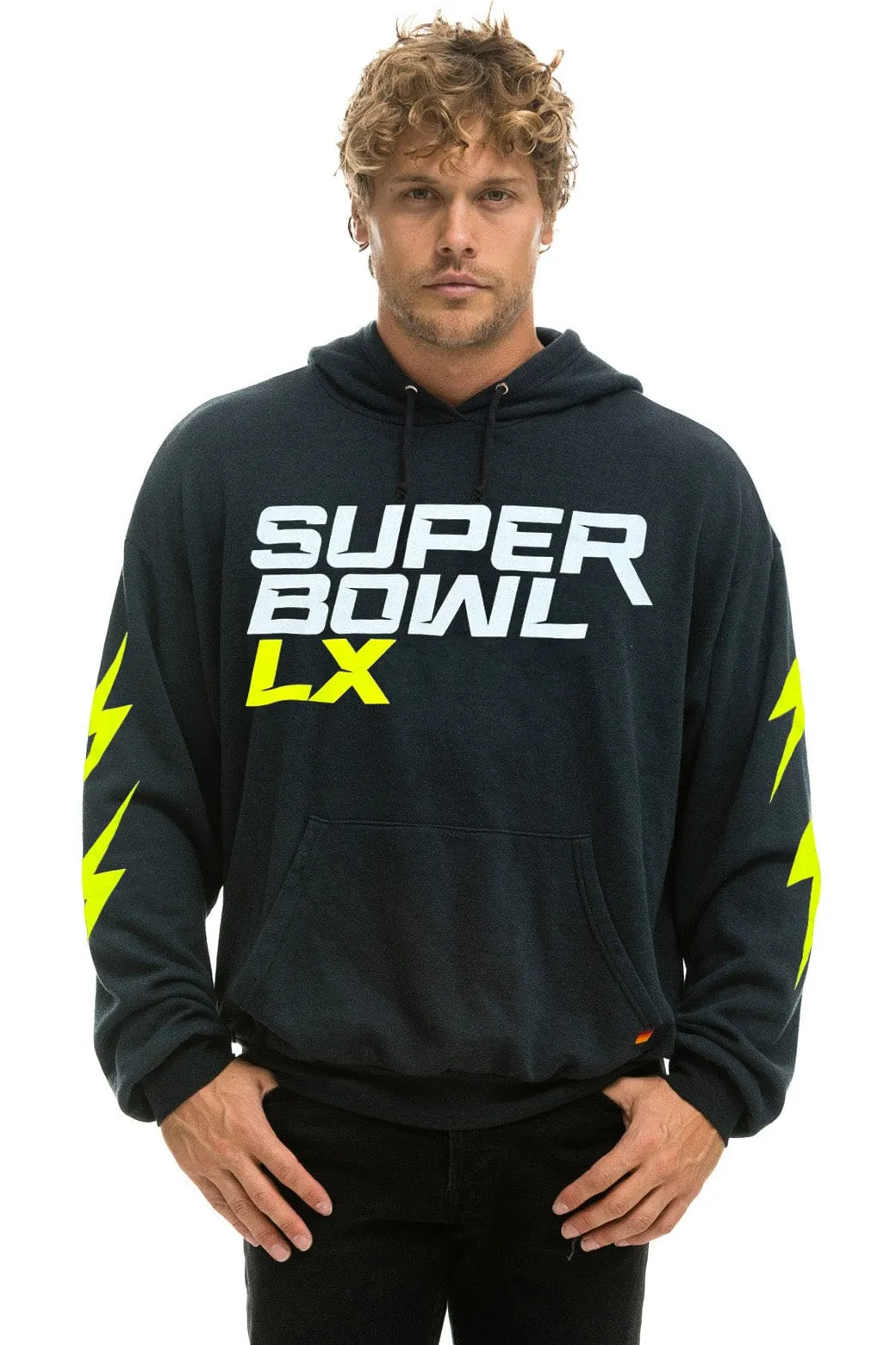 SUPER BOWL 2026 BOLT RELAXED PULLOVER HOODIE - CHARCOAL sold by Aviator Nation product image thumbnail 2