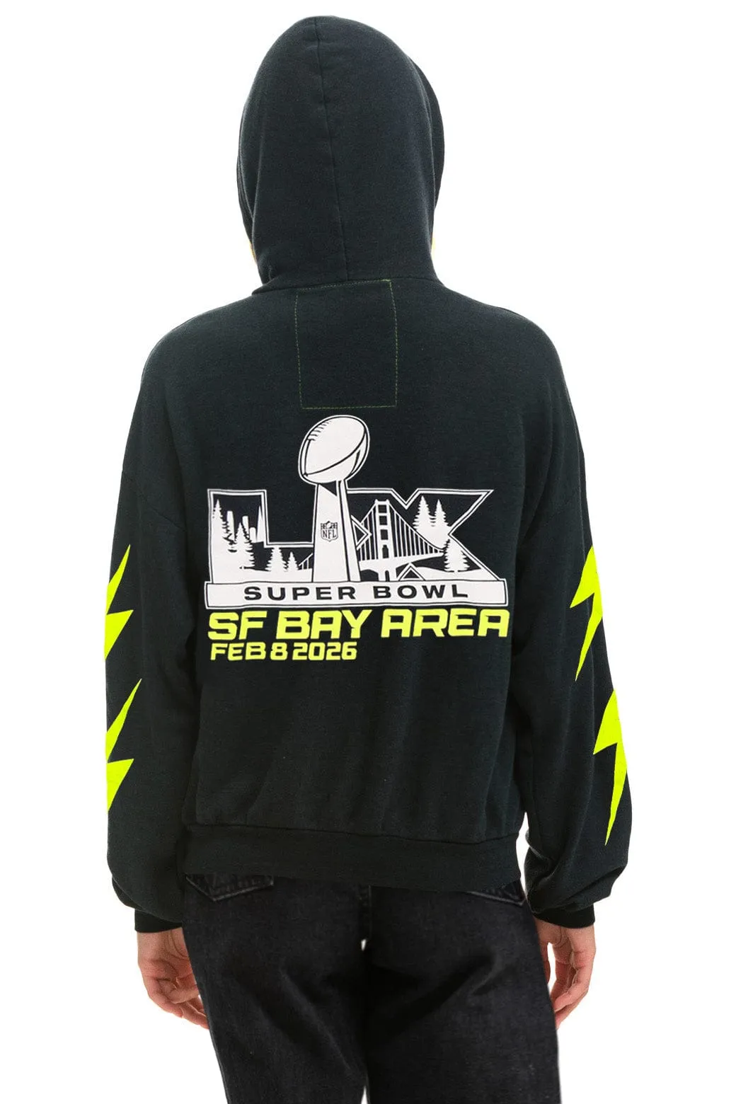 SUPER BOWL 2026 BOLT RELAXED PULLOVER HOODIE - CHARCOAL sold by Aviator Nation product image thumbnail 3