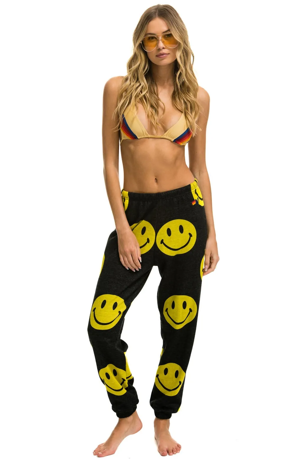 SMILEY REPEAT SWEATPANTS - BLACK sold by Aviator Nation