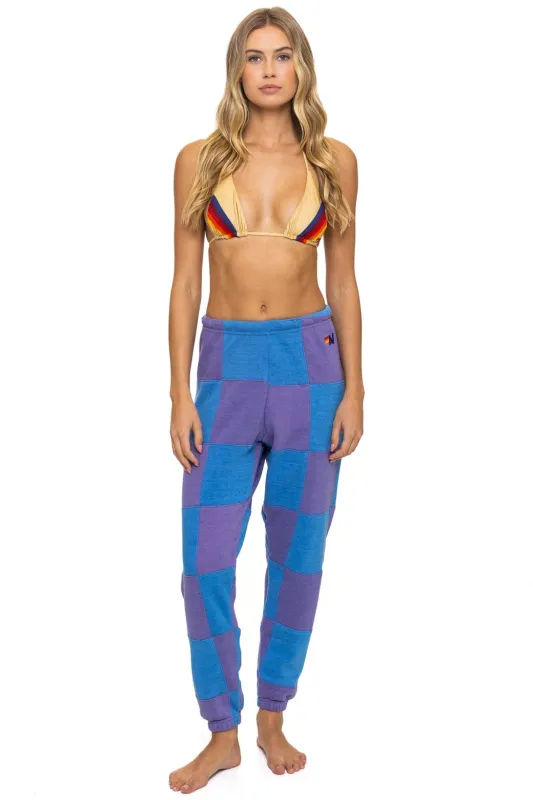 CHECK QUILTED SWEATPANTS - LAVENDER // OCEAN sold by Aviator Nation