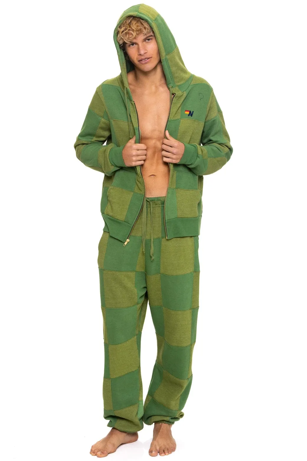 CHECK QUILTED SWEATPANTS - JUNGLE GREEN // PALM sold by Aviator Nation product image thumbnail 4