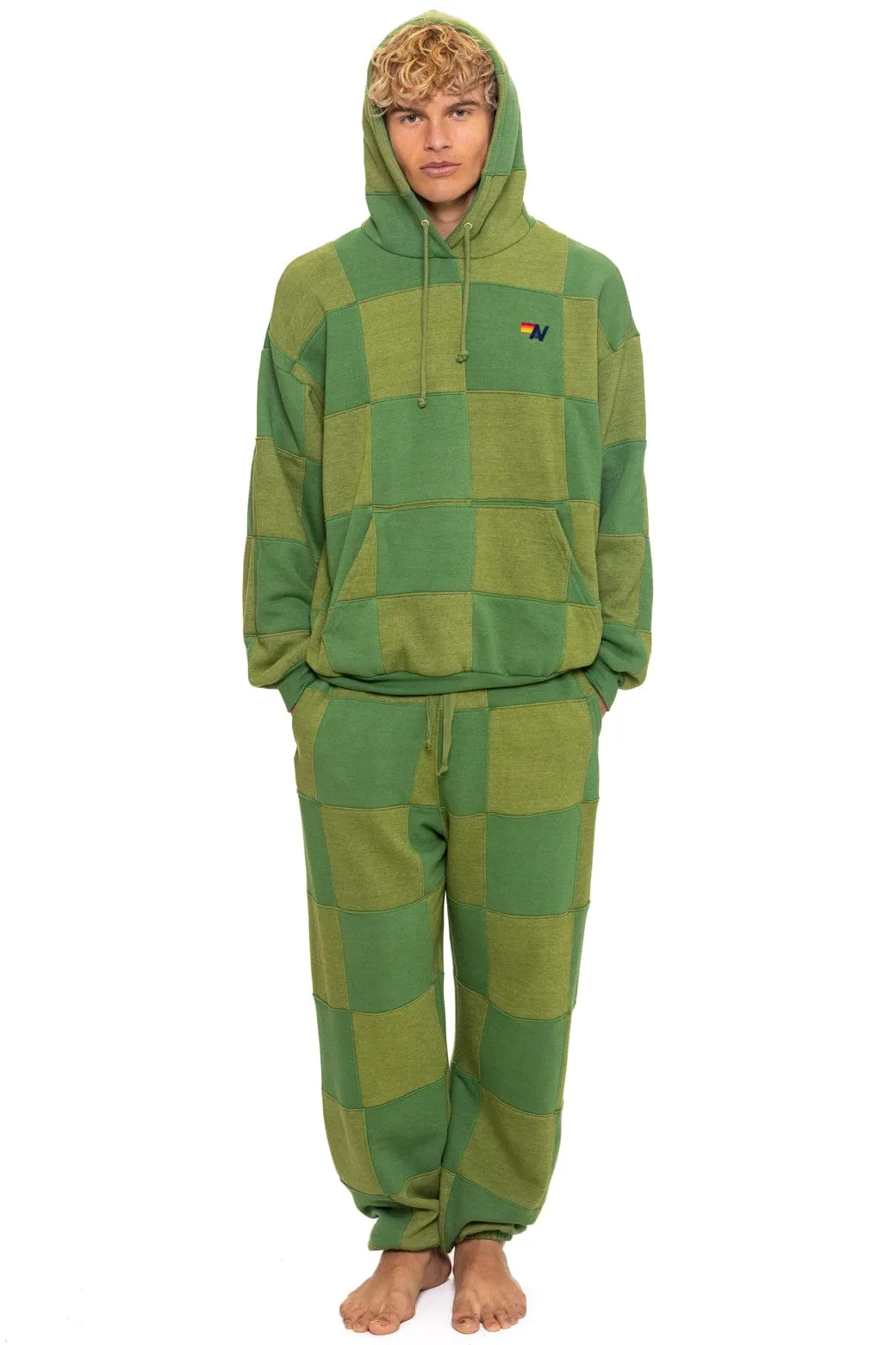 CHECK QUILTED SWEATPANTS - JUNGLE GREEN // PALM sold by Aviator Nation product image thumbnail 2