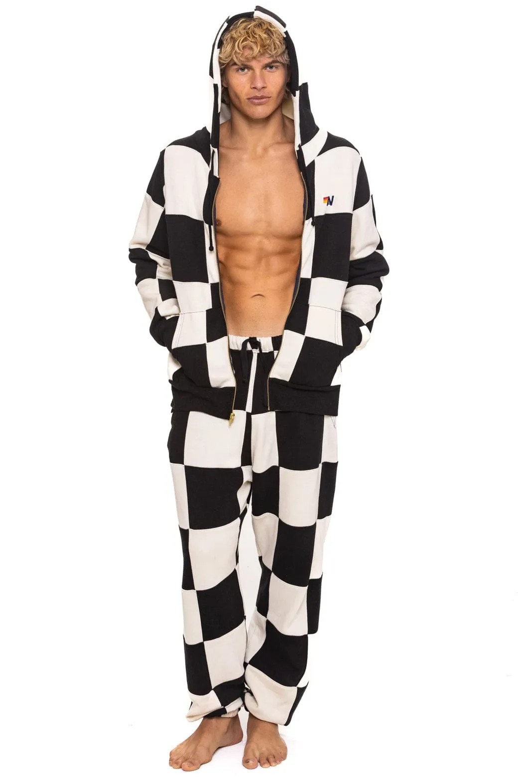 CHECK QUILTED SWEATPANTS - VINTAGE WHITE // BLACK sold by Aviator Nation product image thumbnail 2