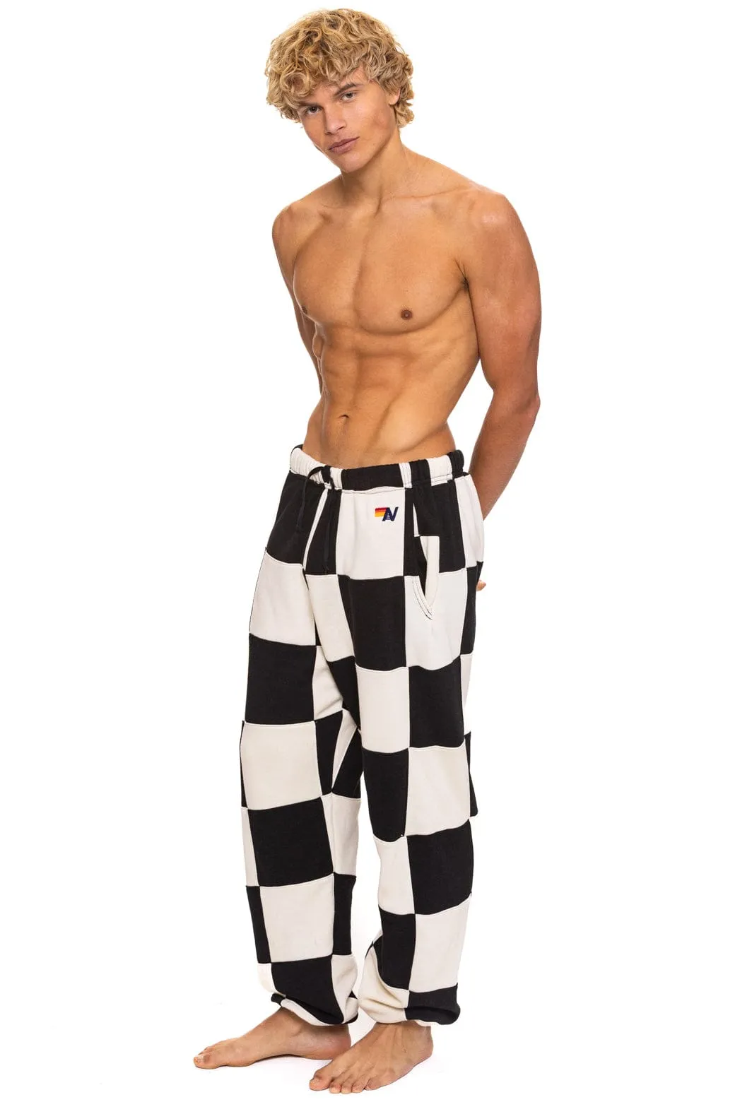 CHECK QUILTED SWEATPANTS - VINTAGE WHITE // BLACK sold by Aviator Nation product image thumbnail 3