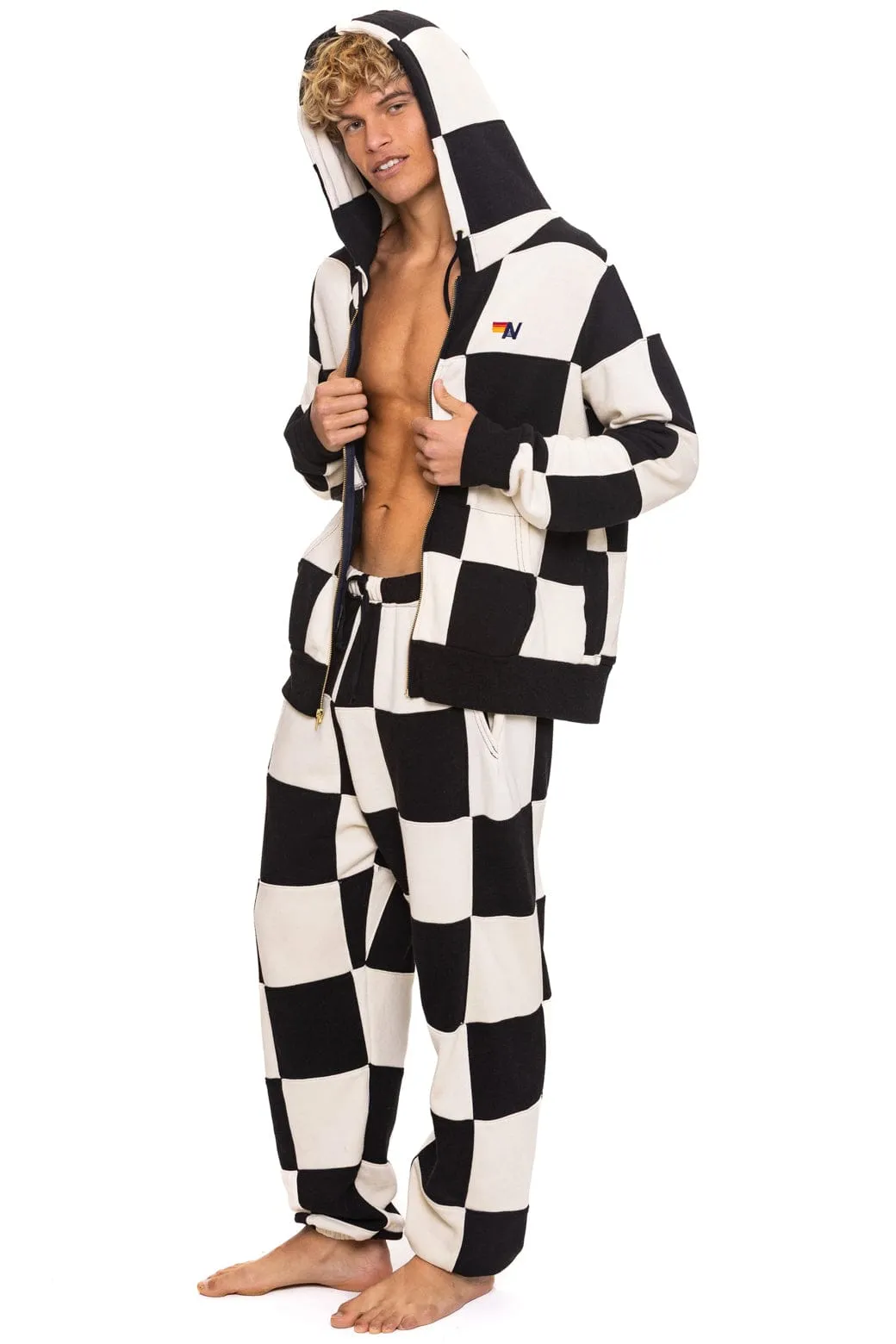 CHECK QUILTED SWEATPANTS - VINTAGE WHITE // BLACK sold by Aviator Nation product image thumbnail 4