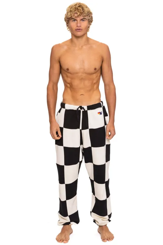 CHECK QUILTED SWEATPANTS - VINTAGE WHITE // BLACK sold by Aviator Nation