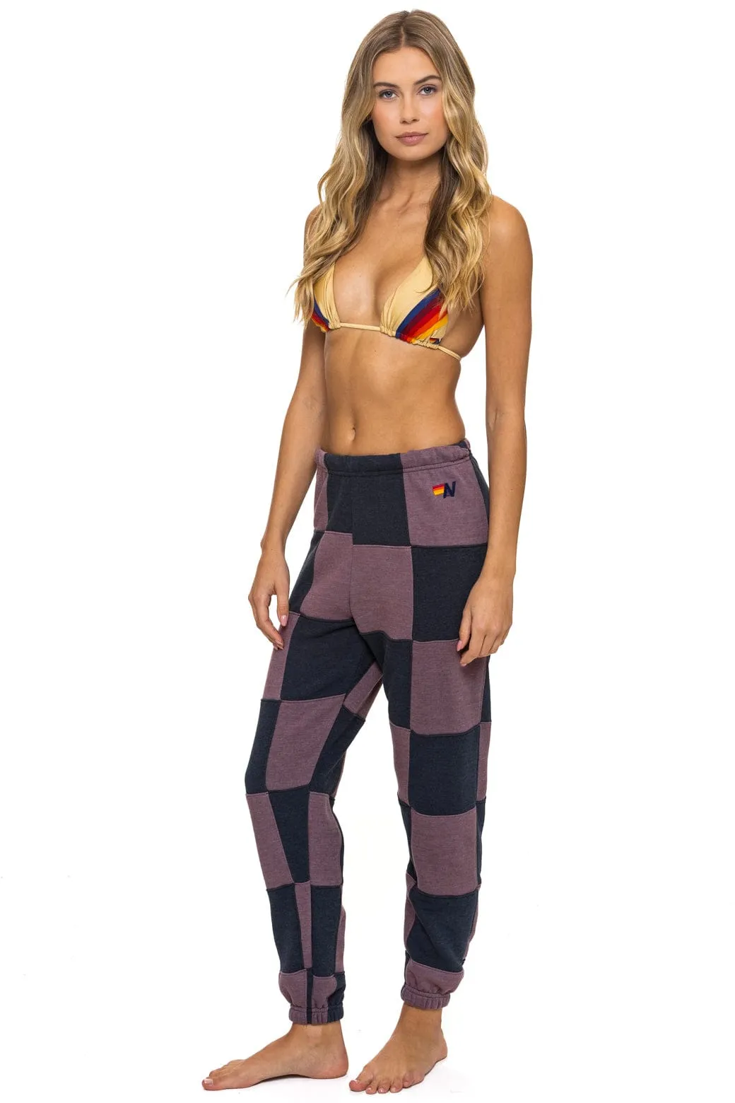 CHECK QUILTED SWEATPANTS - CHARCOAL // MOCHA sold by Aviator Nation product image thumbnail 3