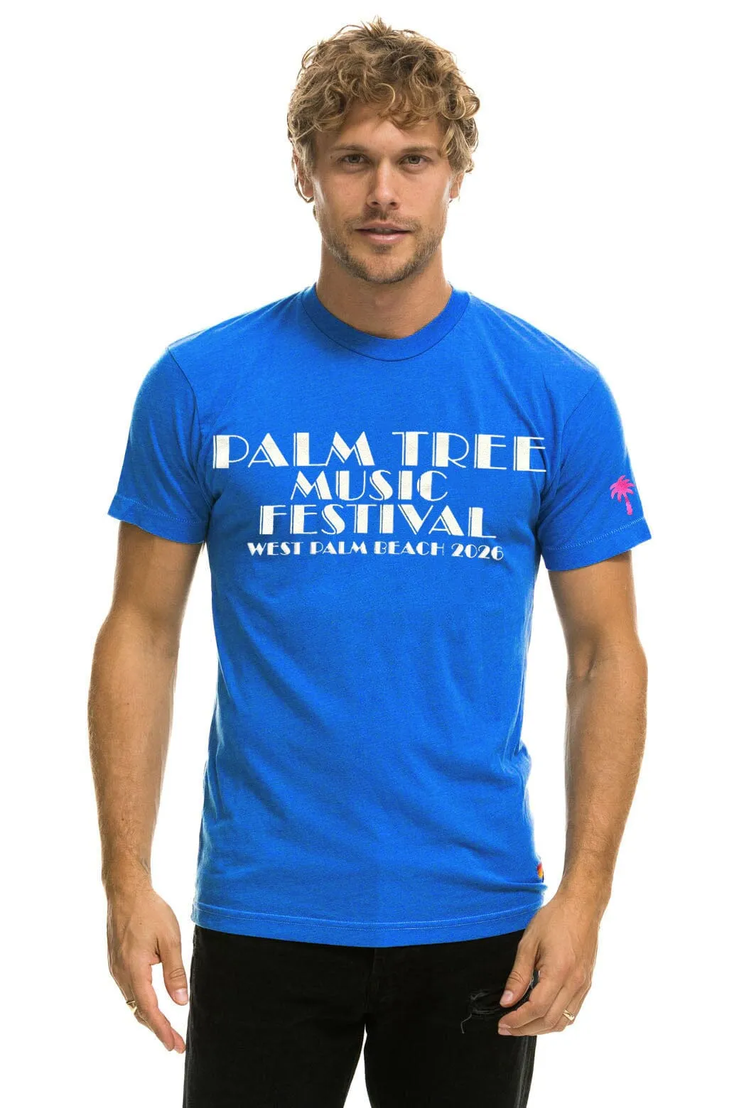 PALM TREE FEST WEST PALM 2026 CREW TEE SHIRT - COBALT sold by Aviator Nation