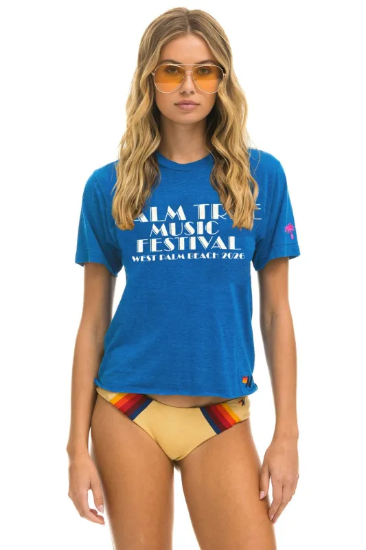 PALM TREE FEST WEST PALM 2026 BOYFRIEND TEE - COBALT sold by Aviator Nation