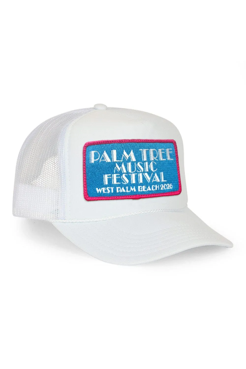 PALM TREE FESTIVAL WEST PALM 2026 VINTAGE LOW RISE TRUCKER - WHITE sold by Aviator Nation
