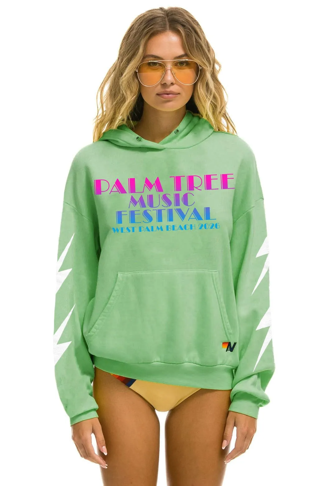 PALM TREE FEST WEST PALM 2026 PULLOVER HOODIE RELAXED - NEON MINT sold by Aviator Nation