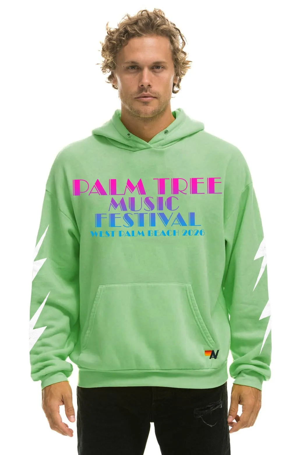PALM TREE FEST WEST PALM 2026 PULLOVER HOODIE RELAXED - NEON MINT sold by Aviator Nation product image thumbnail 2