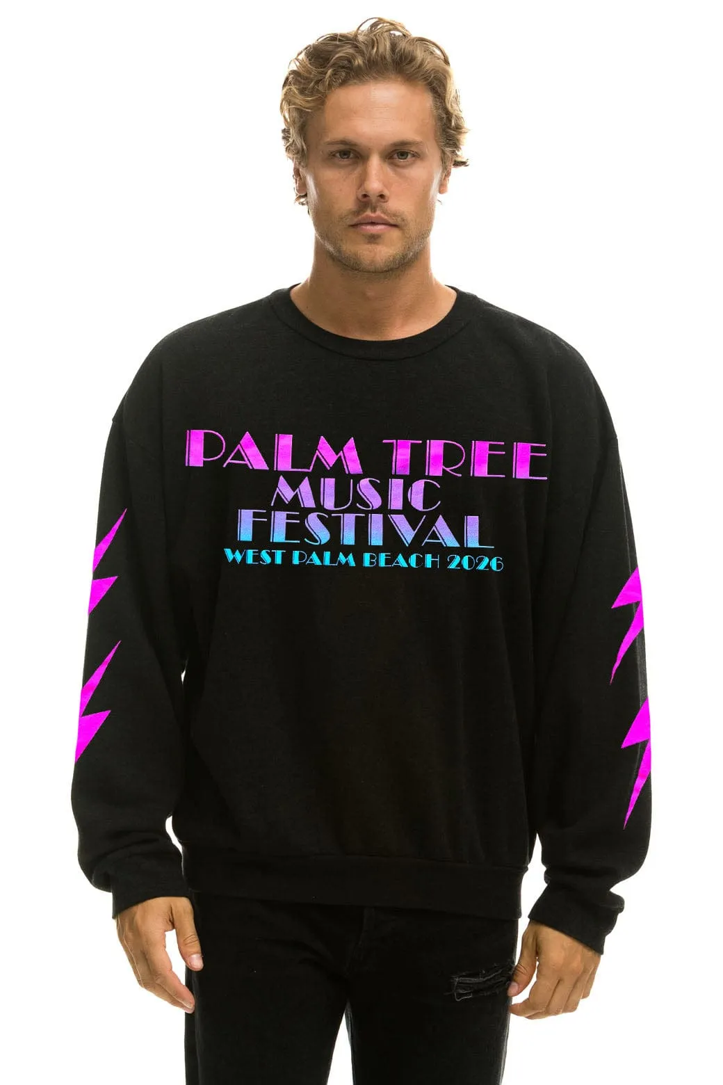 PALM TREE FEST WEST PALM 2026 CREW SWEATSHIRT RELAXED - BLACK sold by Aviator Nation product image thumbnail 2