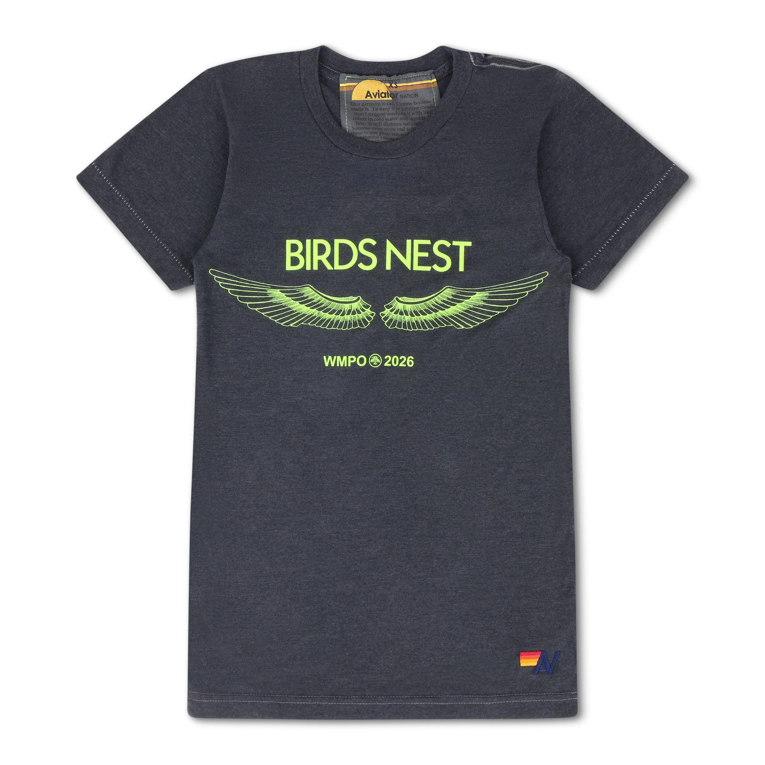 WMPO BIRDS NEST 2026 UNISEX CREW TEE - CHARCOAL sold by Aviator Nation