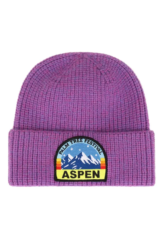 PALM TREE FESTIVAL ASPEN 2026 RIB BEANIE - VINTAGE PURPLE made by Aviator Nation