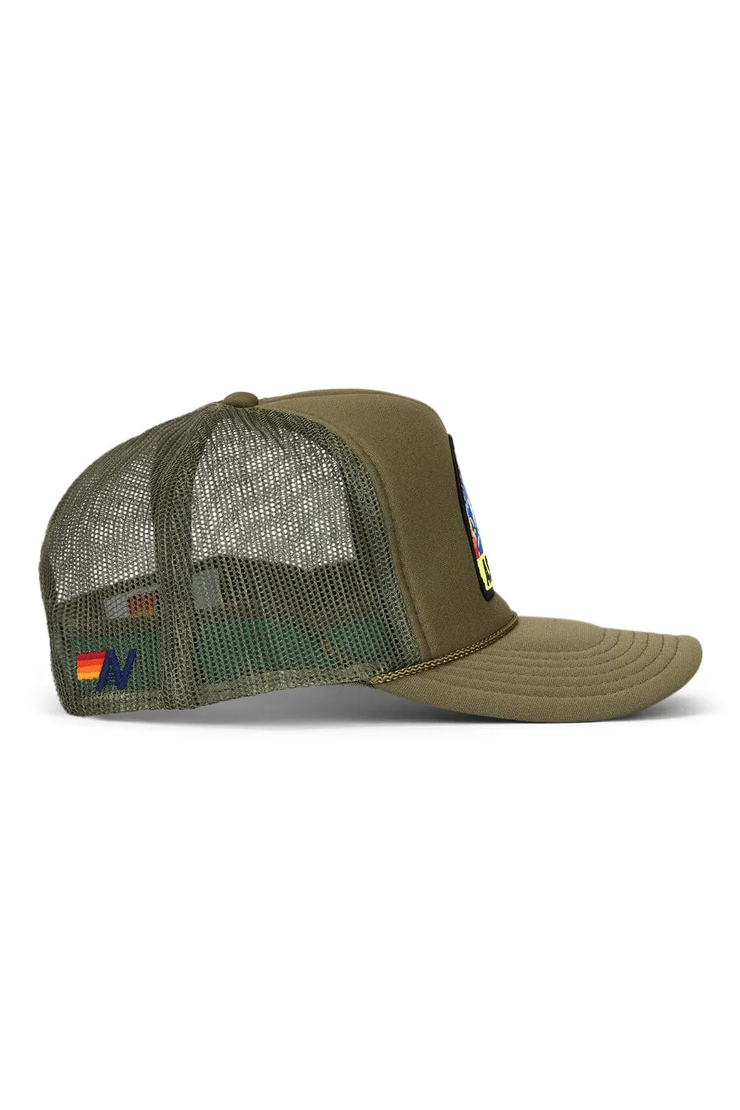 PALM TREE FESTIVAL ASPEN 2026 VINTAGE LOW RISE TRUCKER - OLIVE sold by Aviator Nation product image thumbnail 2