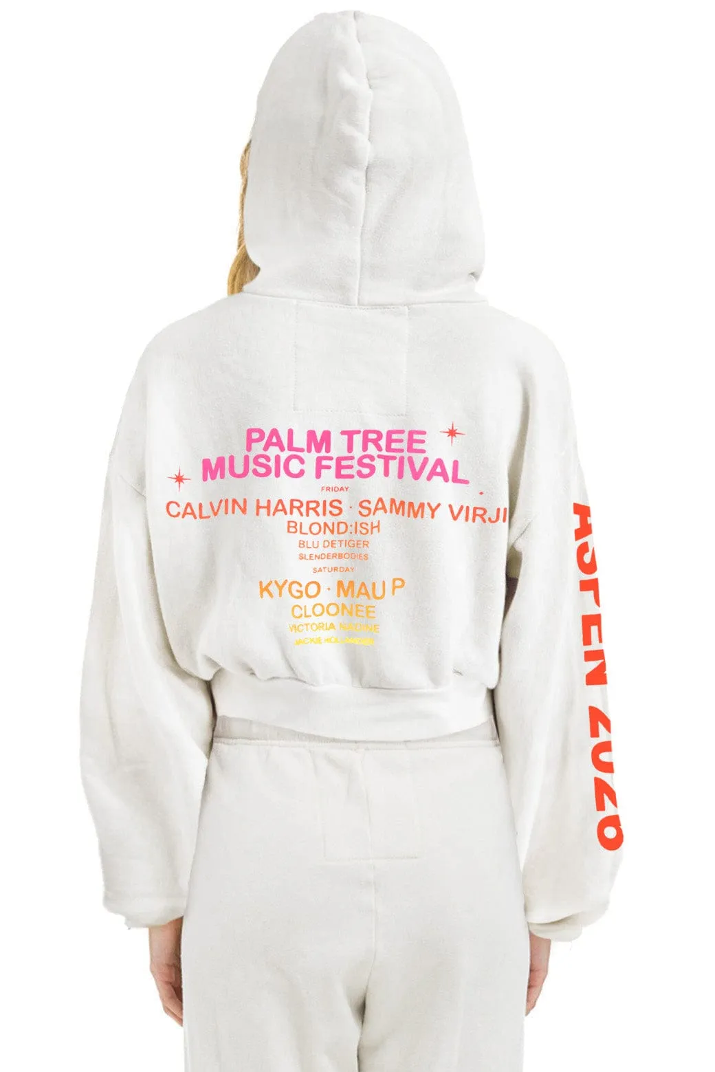 PALM TREE FEST ASPEN 2026 CROPPED ZIP HOODIE RELAXED - WHITE sold by Aviator Nation product image thumbnail 2