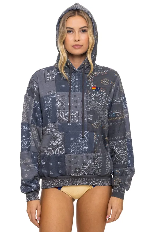 BANDANA QUILTED RELAXED PULLOVER HOODIE - CHARCOAL sold by Aviator Nation