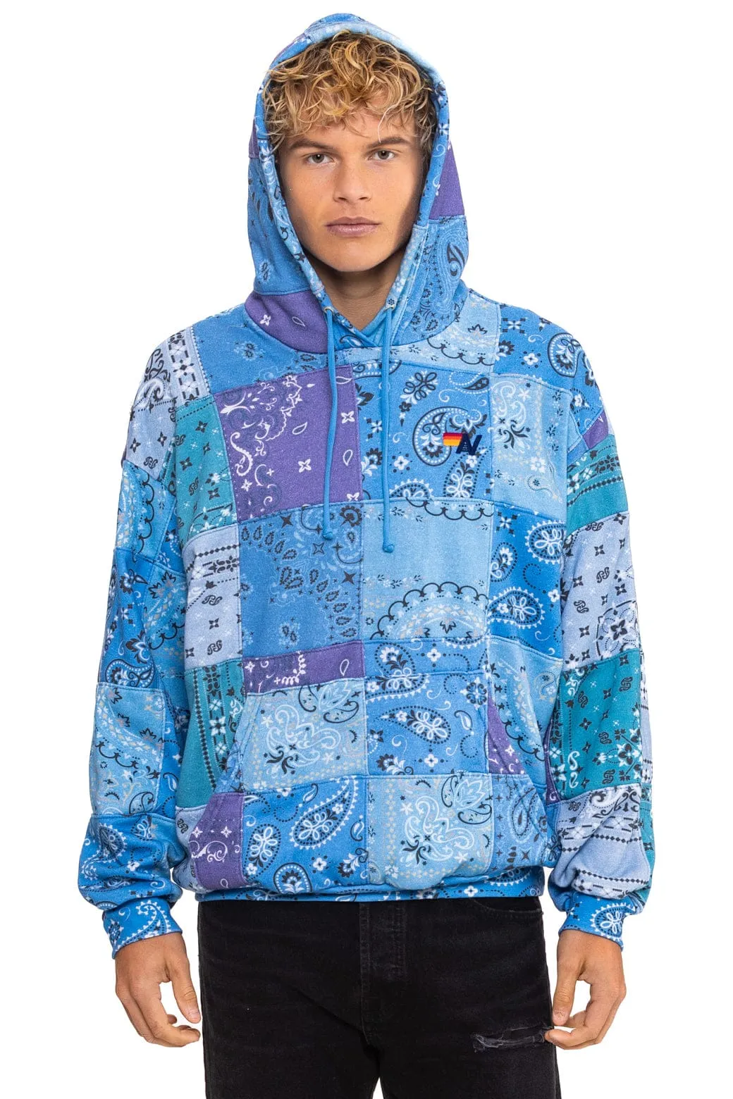 BANDANA QUILTED RELAXED PULLOVER HOODIE - BLUE sold by Aviator Nation product image thumbnail 2