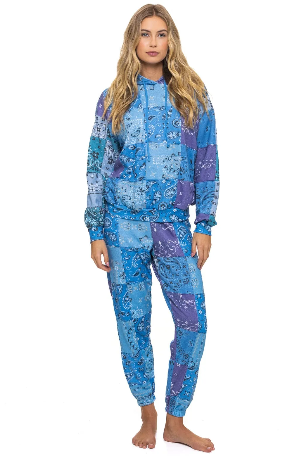 BANDANA QUILTED RELAXED PULLOVER HOODIE - BLUE sold by Aviator Nation product image thumbnail 3