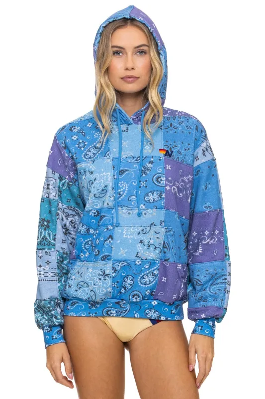 BANDANA QUILTED RELAXED PULLOVER HOODIE - BLUE made by Aviator Nation