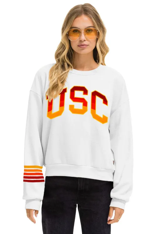 UNIVERSITY OF SOUTHERN CALIFORNIA RELAXED CREW SWEATSHIRT - WHITE made by Aviator Nation