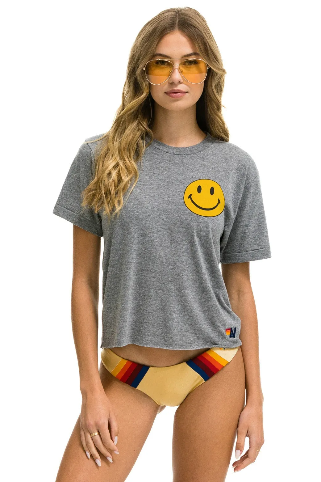 SMILEY 2 BOYFRIEND TEE - HEATHER sold by Aviator Nation