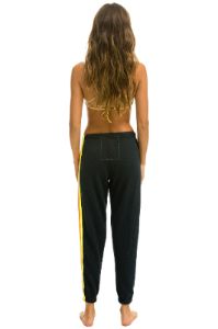 5 STRIPE SWEATPANTS - CHARCOAL // NEON RAINBOW BLUE STRIPES sold by Aviator Nation