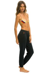 5 STRIPE SWEATPANTS - CHARCOAL // NEON RAINBOW BLUE STRIPES sold by Aviator Nation