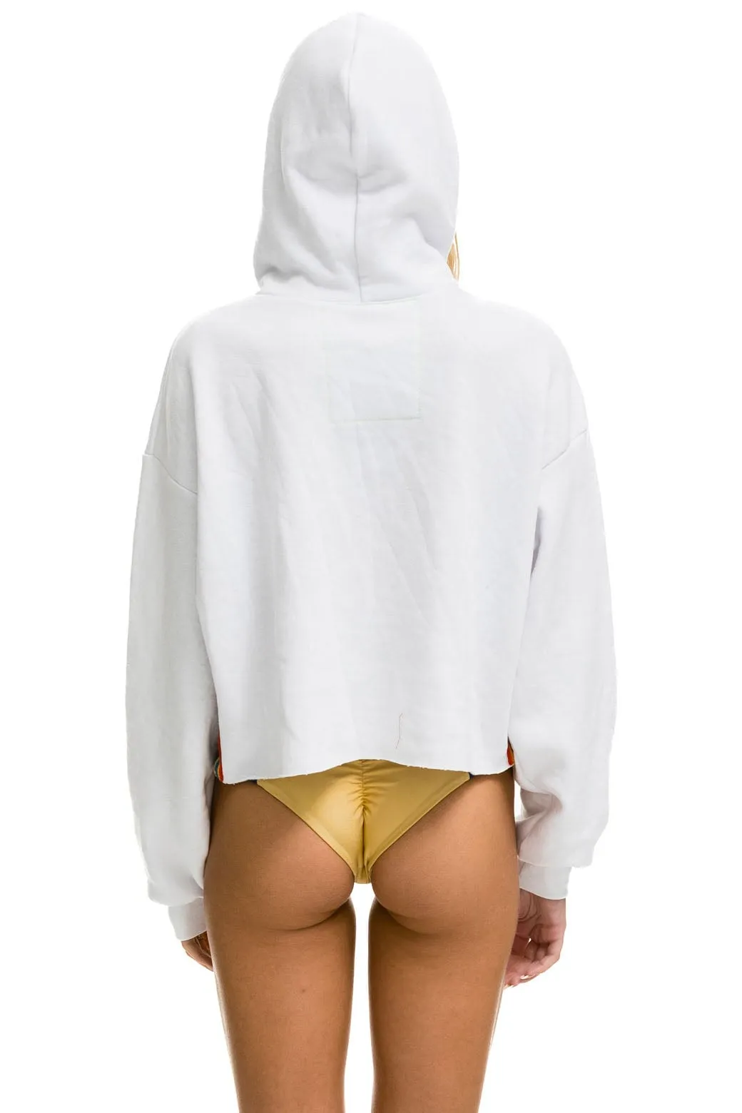 BOLT STRIPE RELAXED CROPPED PULLOVER HOODIE - WHITE sold by Aviator Nation product image thumbnail 3