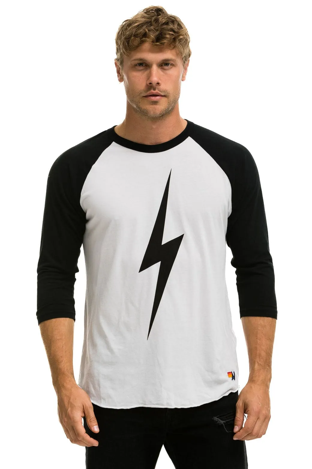 BOLT BASEBALL TEE - WHITE // BLACK sold by Aviator Nation product image thumbnail 2