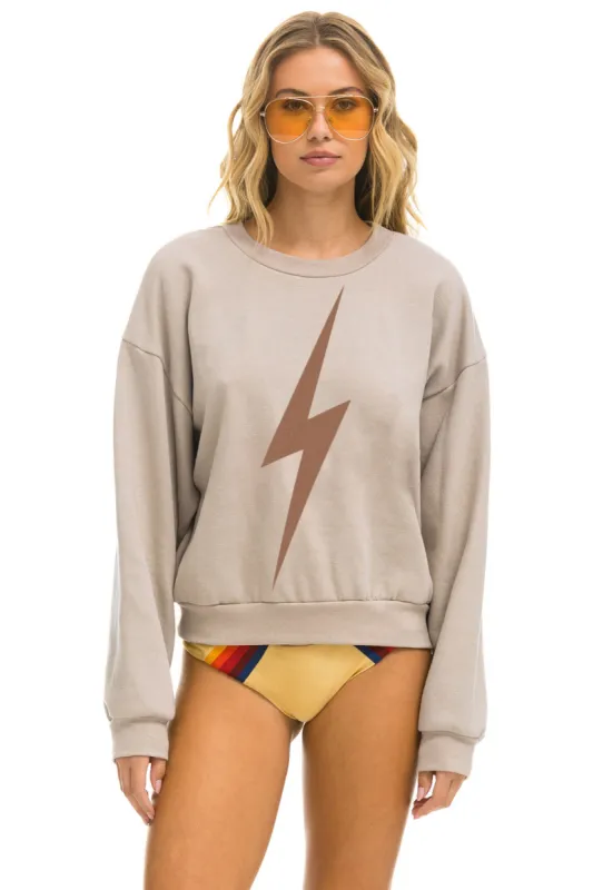 BOLT RELAXED CREW SWEATSHIRT - SAND // MOCHA sold by Aviator Nation