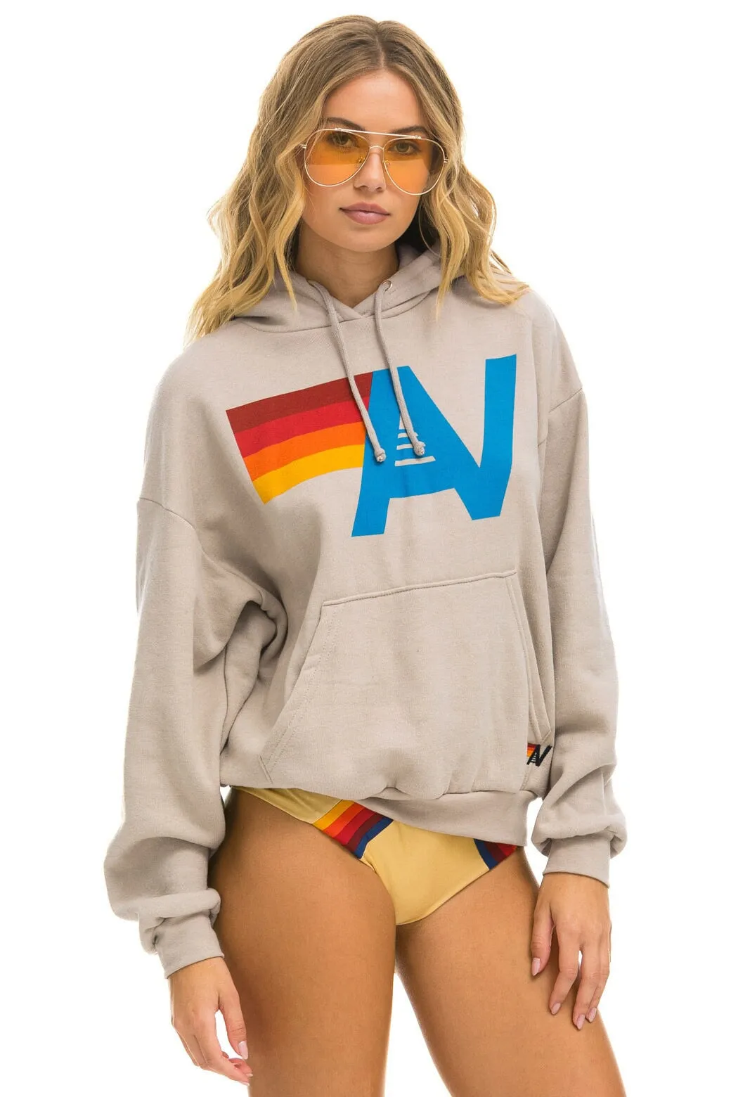 LOGO PULLOVER RELAXED HOODIE - SAND sold by Aviator Nation product image thumbnail 4