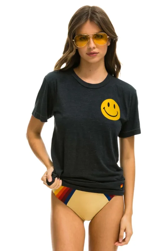 SMILEY 2 CREW TEE - CHARCOAL sold by Aviator Nation