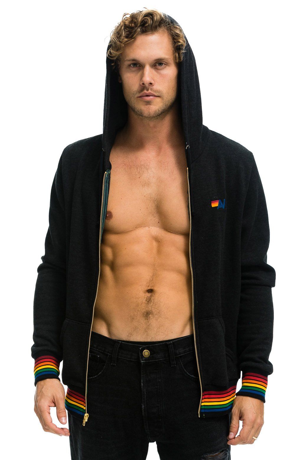 RAINBOW RIB HOODIE - BLACK sold by Aviator Nation product image thumbnail 2
